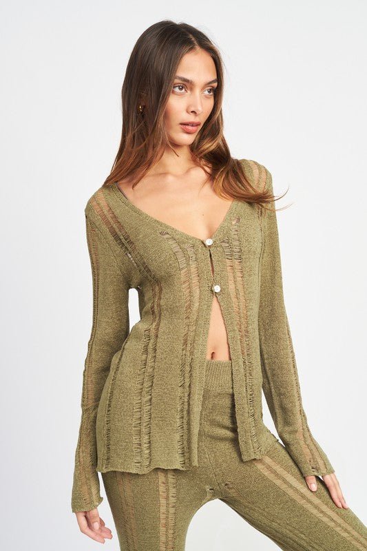 BUTTON UP LADDERED CARDIGAN TOP - Mack & Harvie
