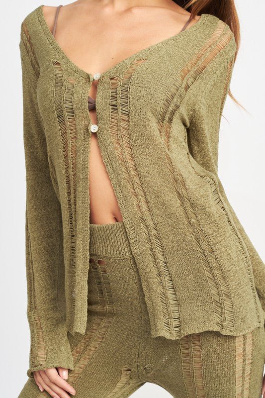 BUTTON UP LADDERED CARDIGAN TOP - Mack & Harvie
