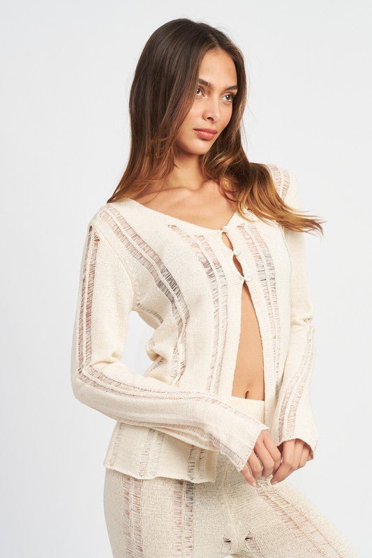 BUTTON UP LADDERED CARDIGAN TOP - Mack & Harvie