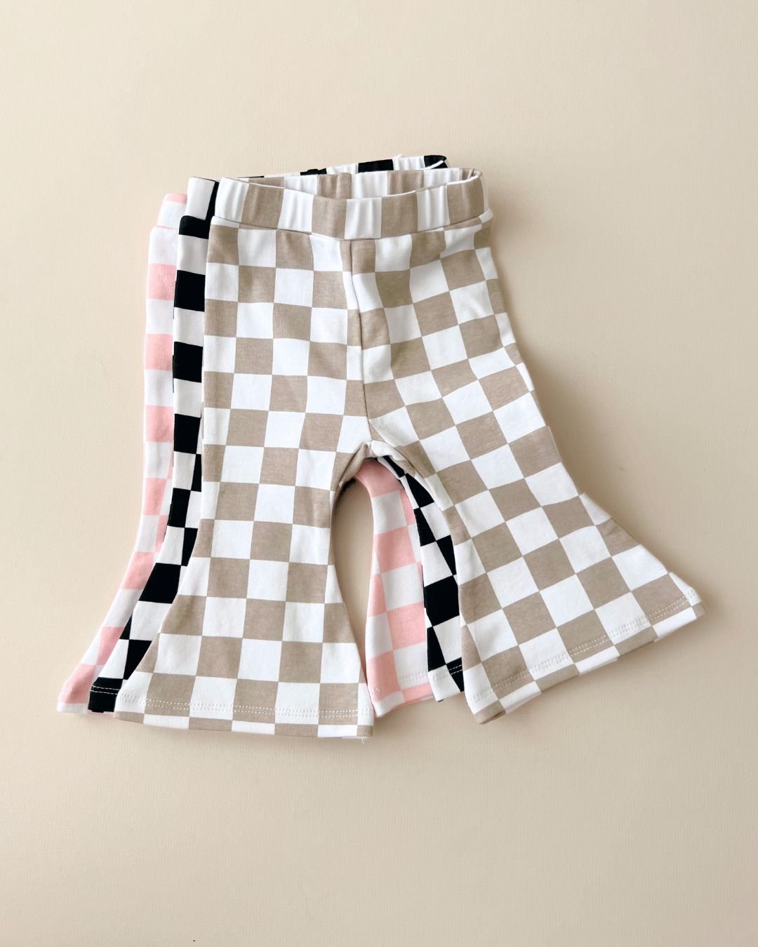 Checkered Flare Pants | Latte - Mack & Harvie