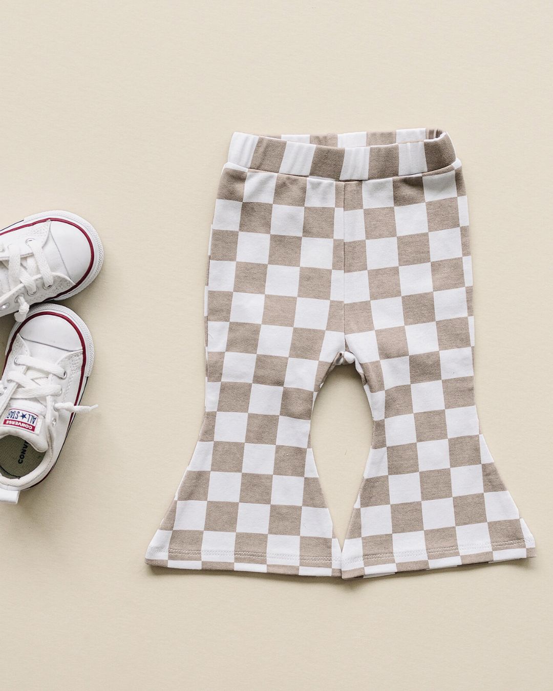 Checkered Flare Pants | Latte - Mack & Harvie
