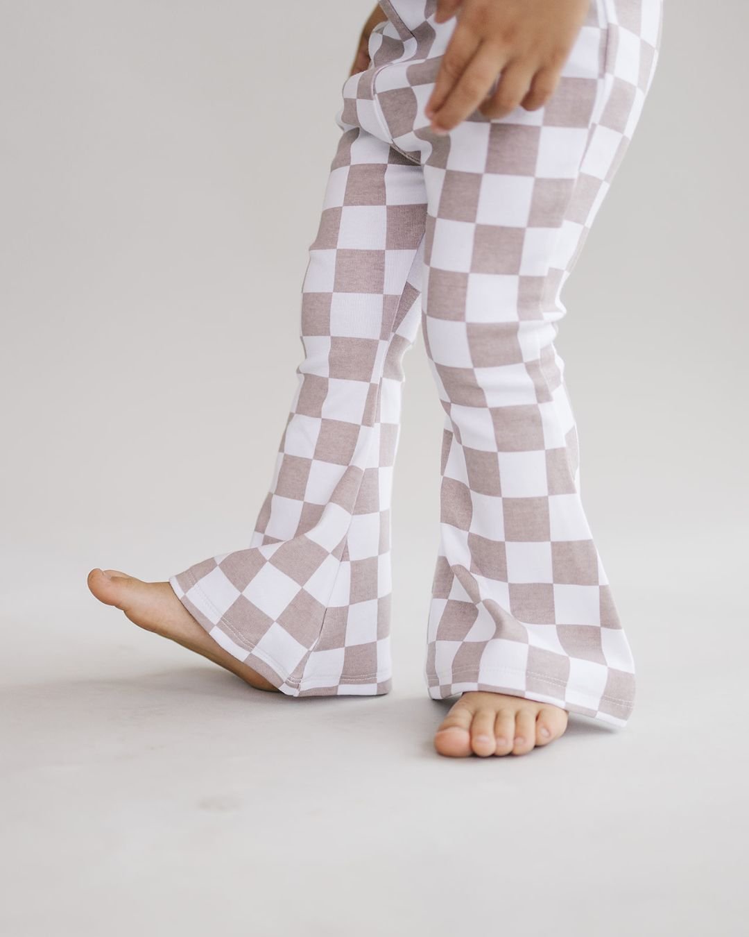 Checkered Flare Pants | Latte - Mack & Harvie