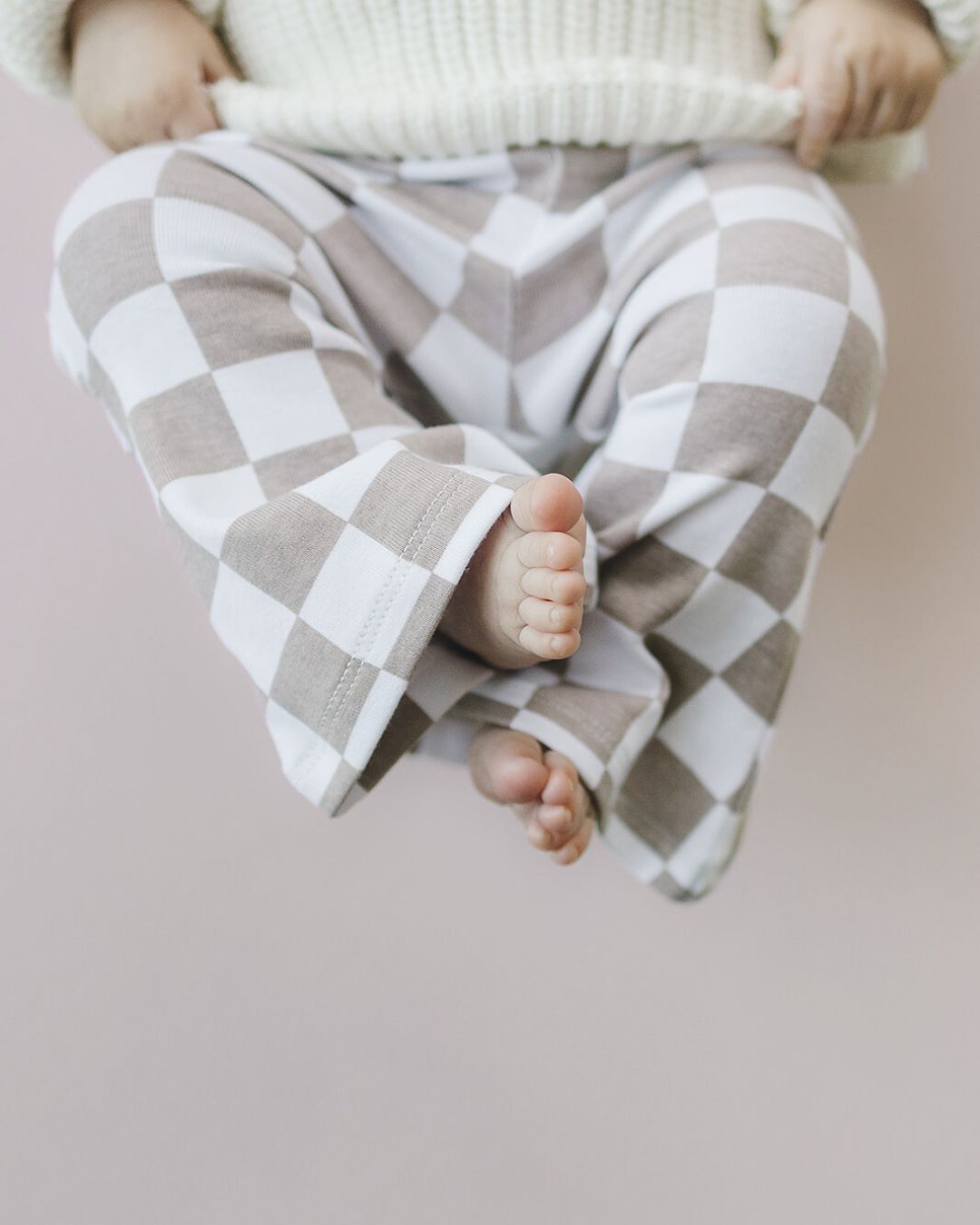 Checkered Flare Pants | Latte - Mack & Harvie