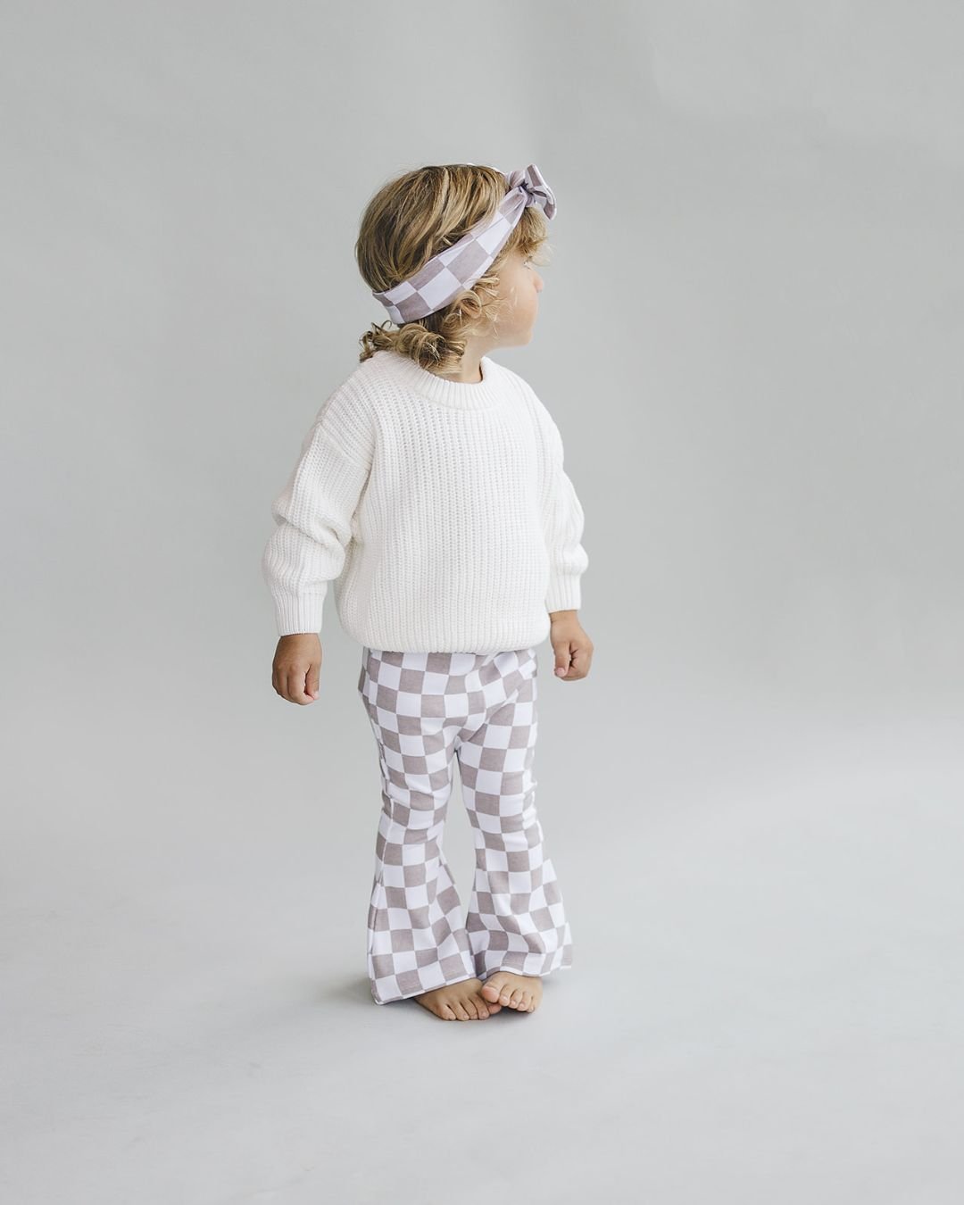 Checkered Flare Pants | Latte - Mack & Harvie