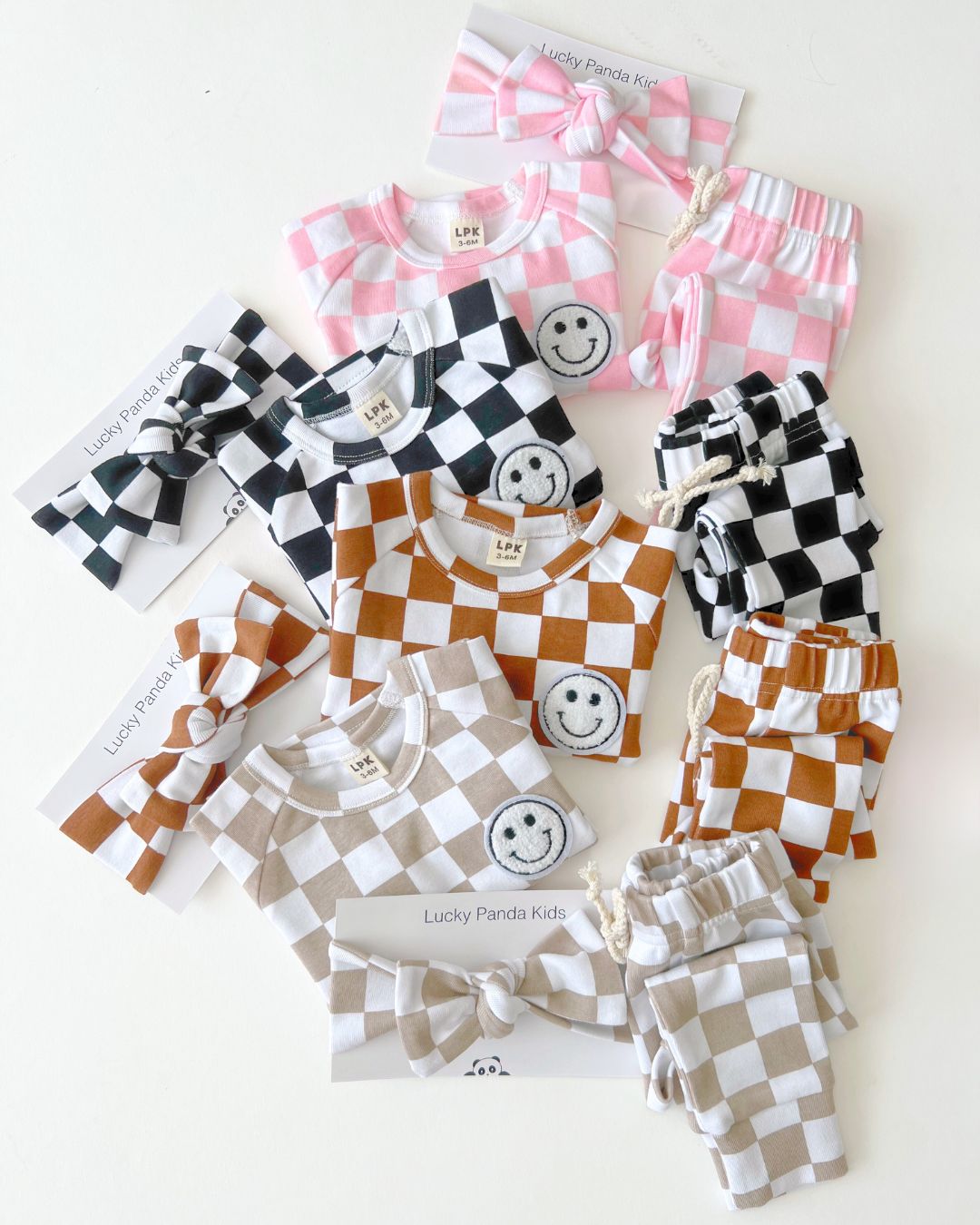 Checkered Smiley Lounge Set | Black - Mack & Harvie