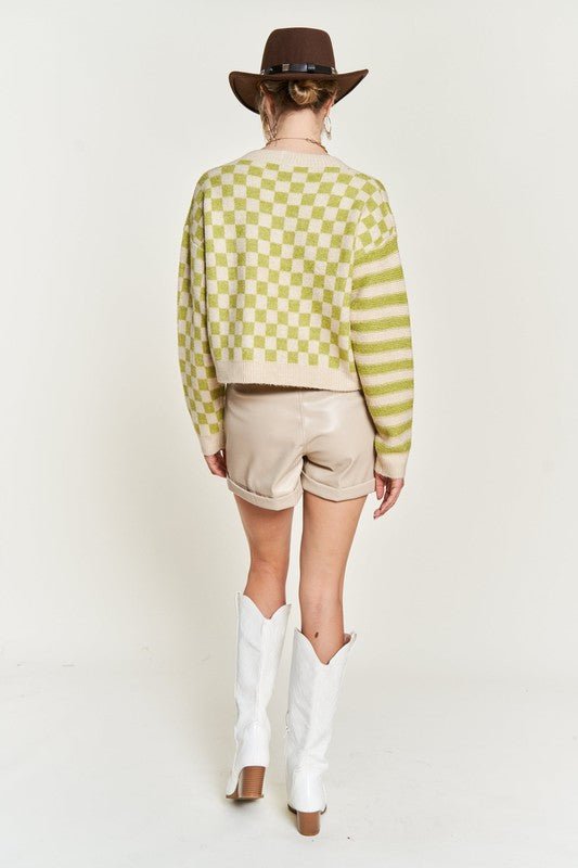 Contrast pattern sweater cardigan JJK5019 - Mack & Harvie