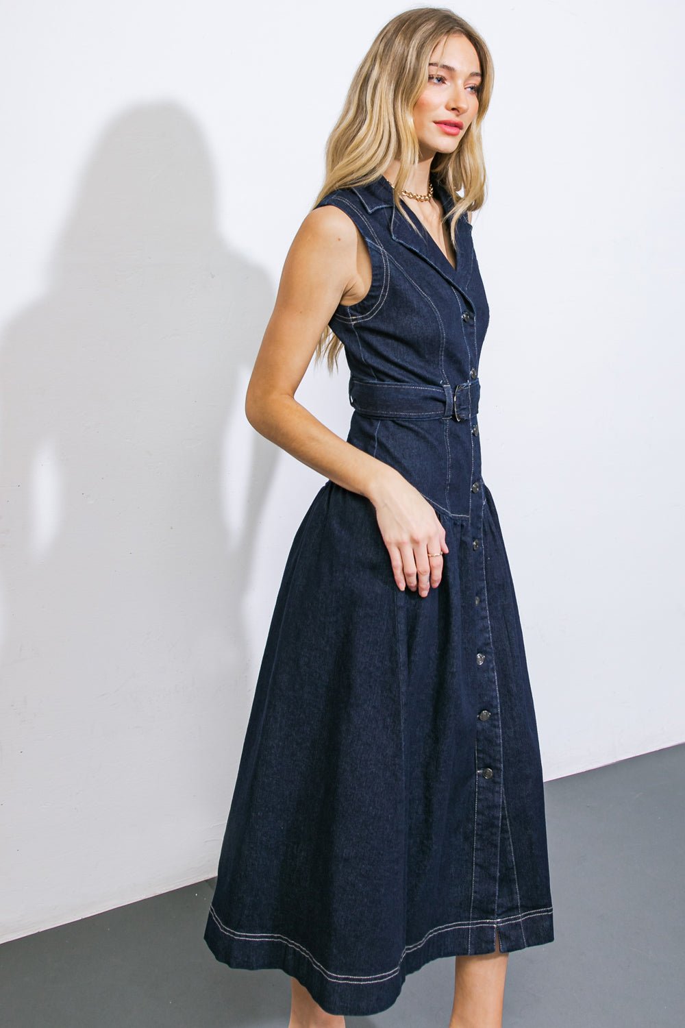 DEEP IN MY SOUL DENIM MIDI DRESS - Mack & Harvie
