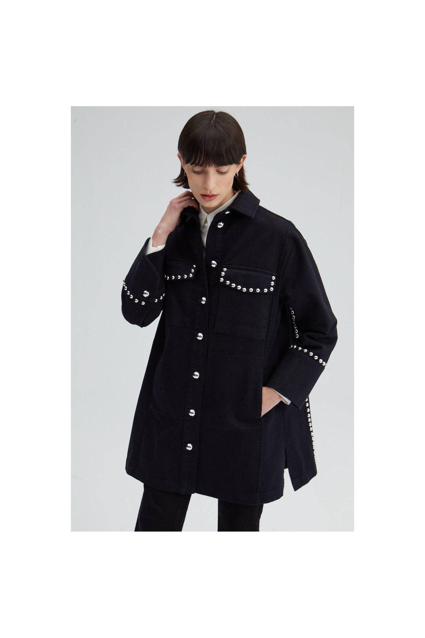 DENIM JACKET WITH STUDS - Mack & Harvie