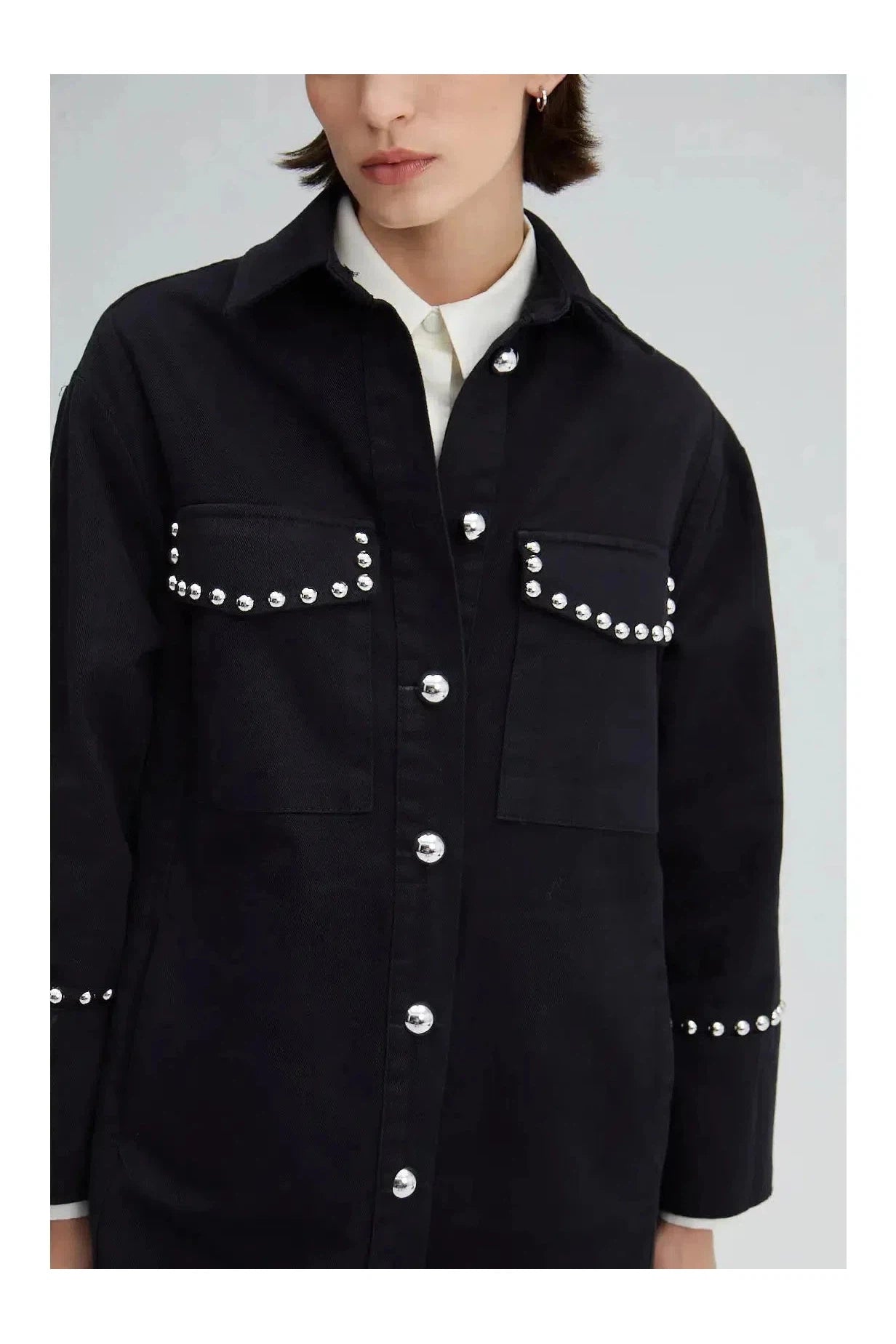 DENIM JACKET WITH STUDS - Mack & Harvie