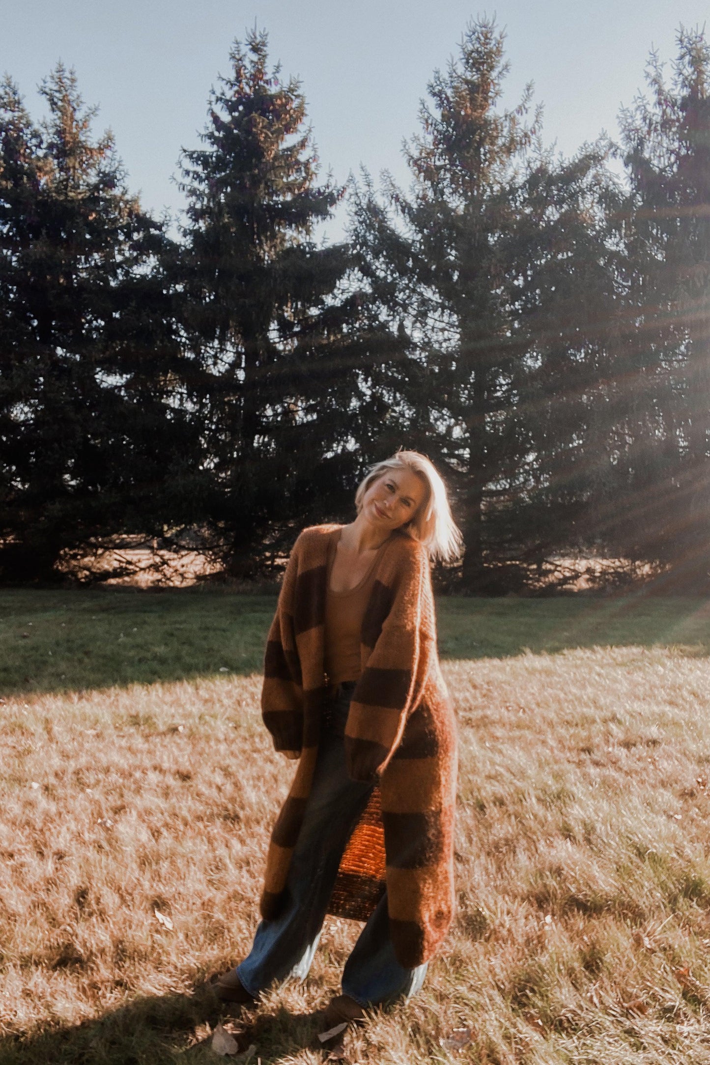 Hand Knitted Brown Striped Cardigan - Mack & Harvie