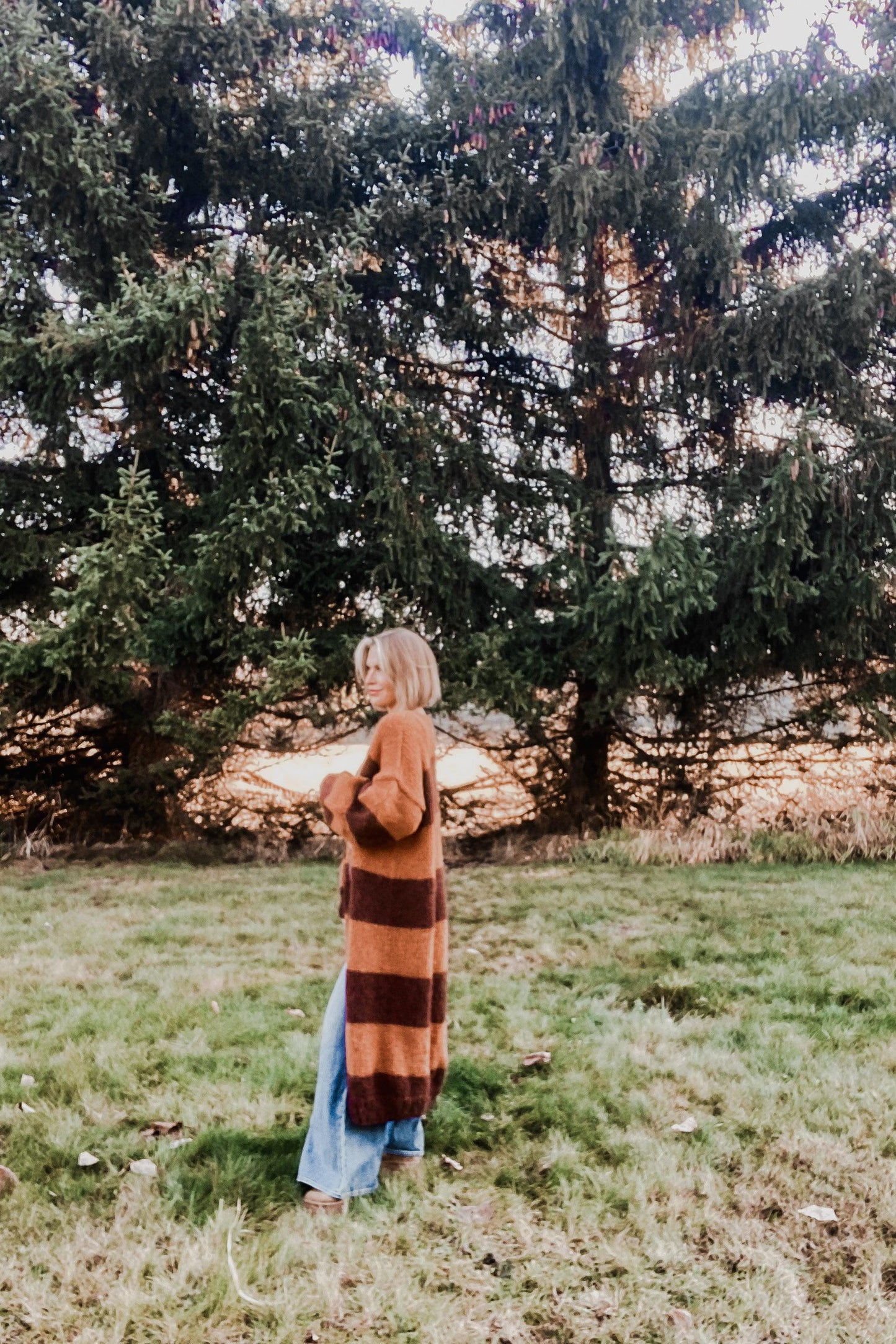 Hand Knitted Brown Striped Cardigan - Mack & Harvie