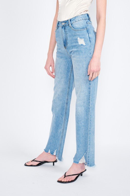 HIGH WAISTED STRAIGHT LEG DENIM JEANS - Mack & Harvie