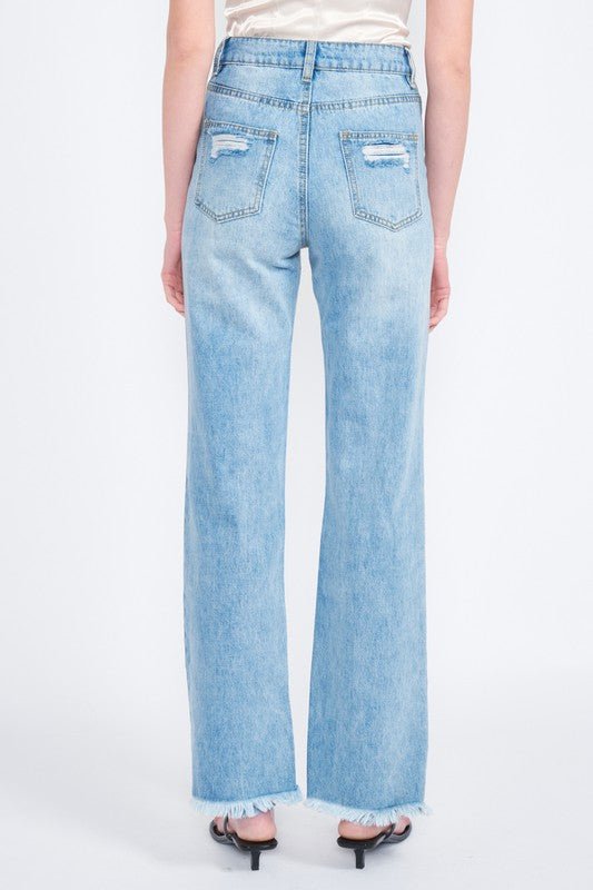 HIGH WAISTED STRAIGHT LEG DENIM JEANS - Mack & Harvie