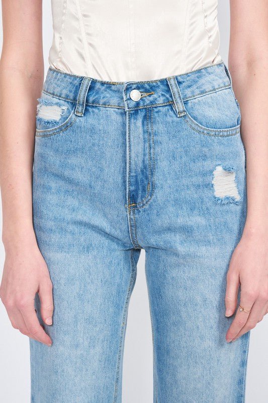 HIGH WAISTED STRAIGHT LEG DENIM JEANS - Mack & Harvie