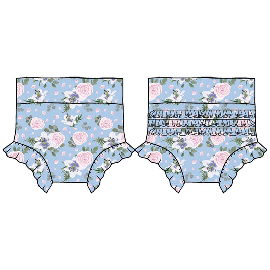 Lillian Floral Bamboo Ruffle Bummies - Mack & Harvie