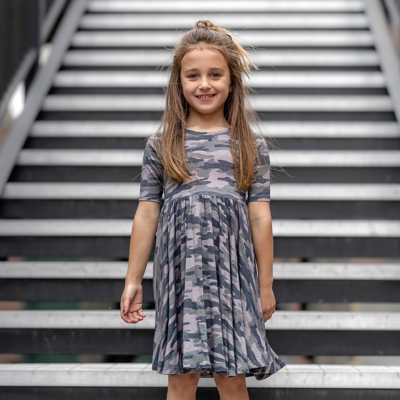 MID SLEEVE BAMBOO DRESS- Chris Camo - Mack & Harvie