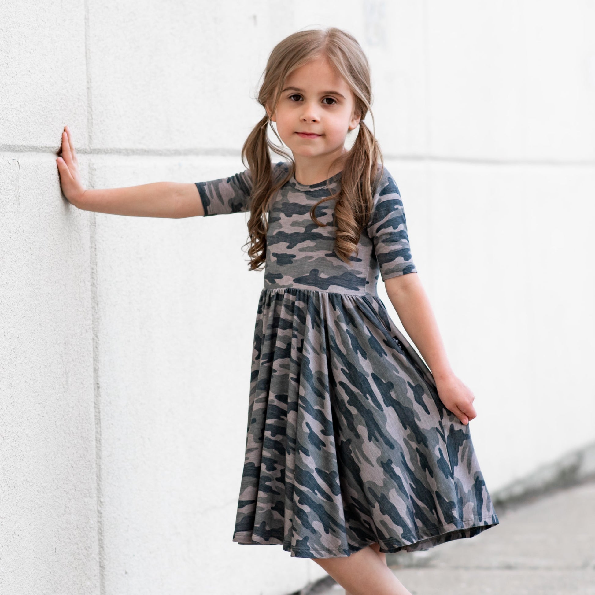 MID SLEEVE BAMBOO DRESS- Chris Camo - Mack & Harvie