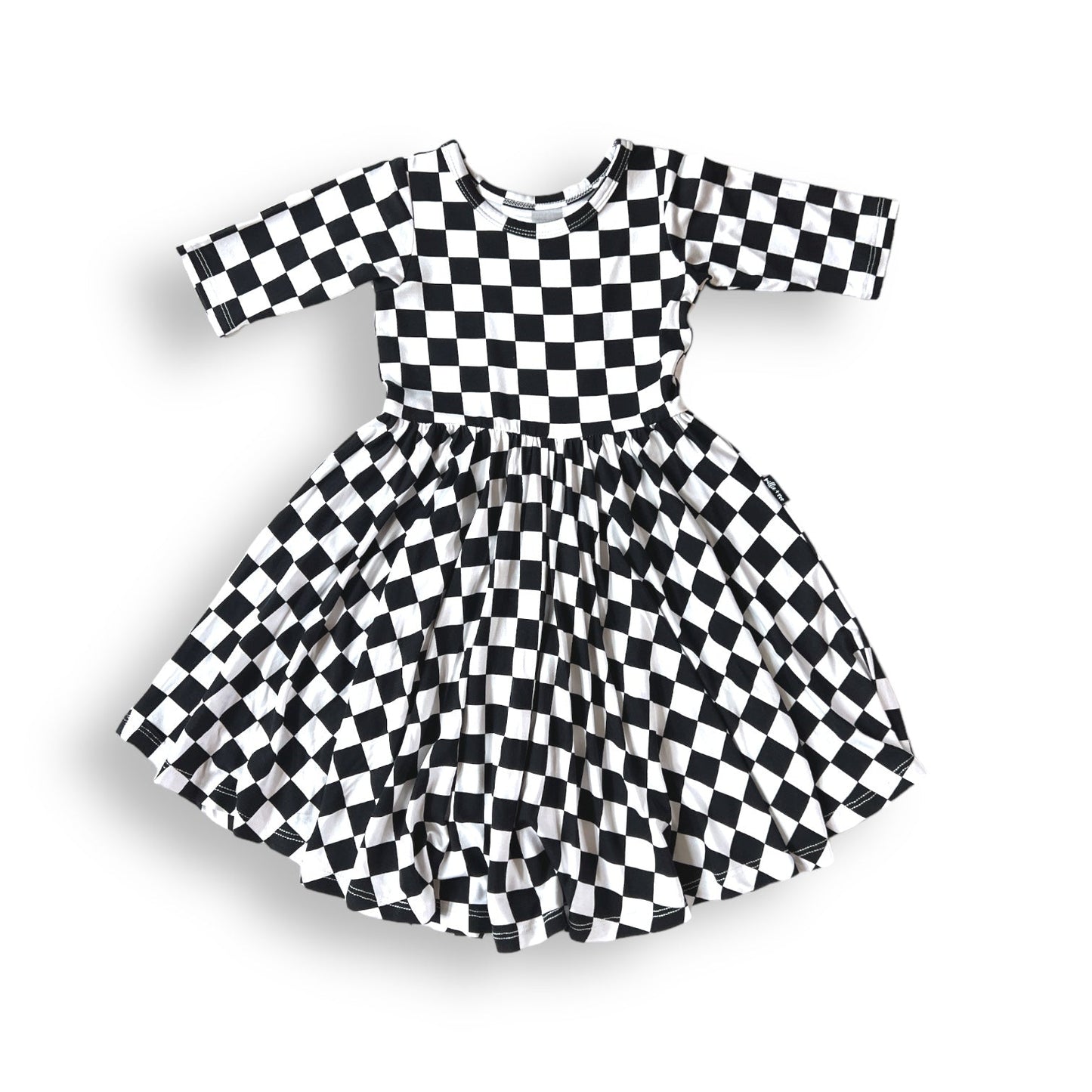 MID SLEEVE TWIRL DRESS- B+W Check - Mack & Harvie