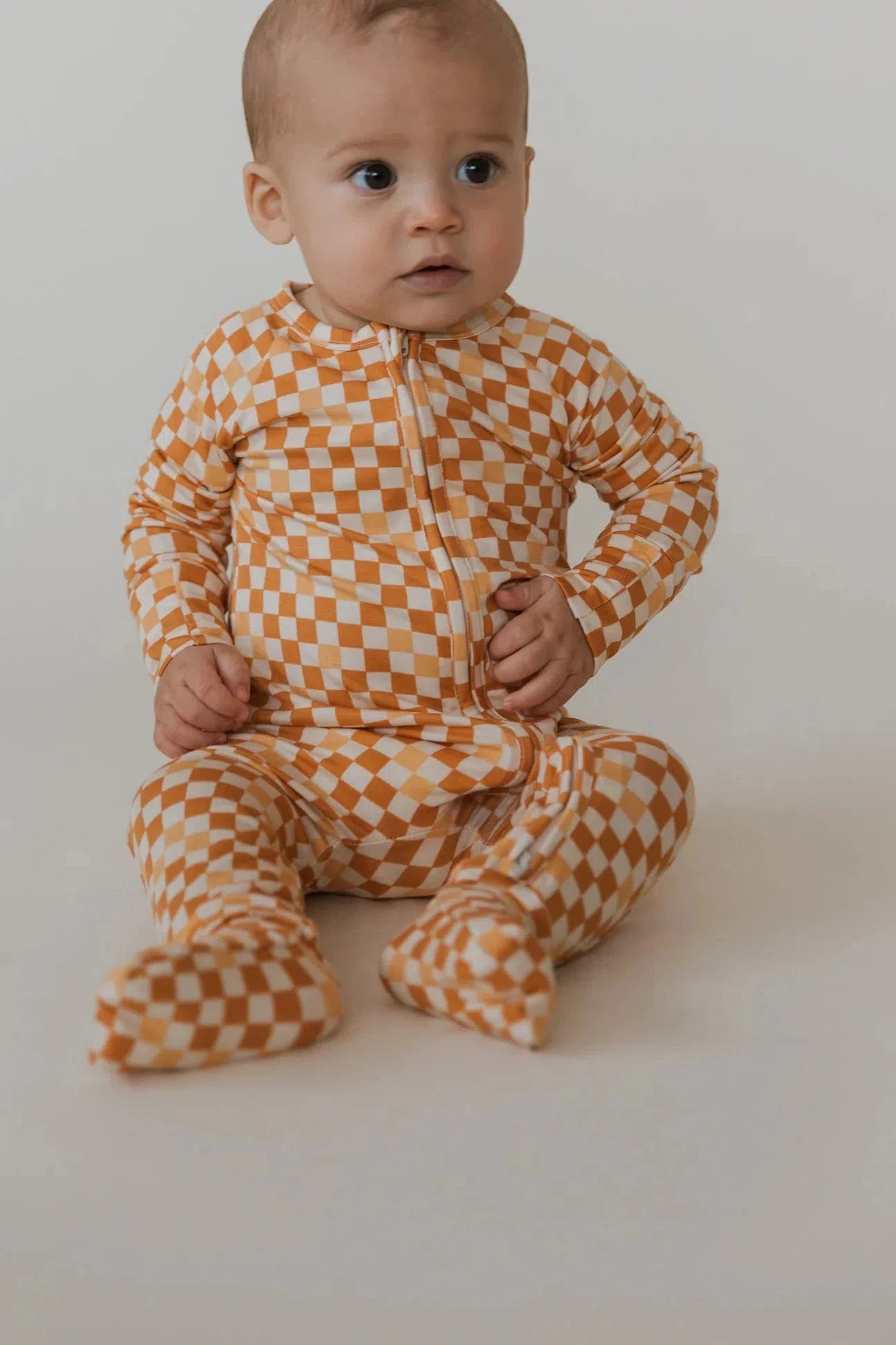 Mini Check | Bamboo Zip Romper - Mack & Harvie