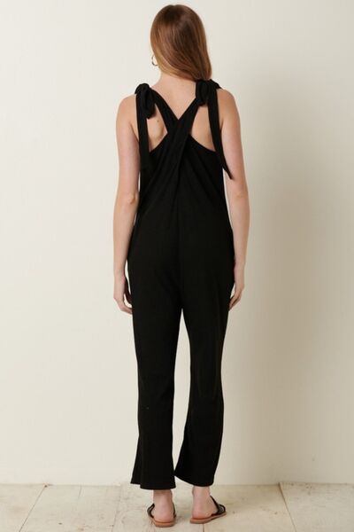 Mittoshop Rib Knit V-Neck Cross Back Jumpsuit - Mack & Harvie