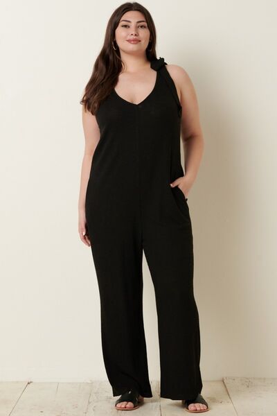 Mittoshop Rib Knit V-Neck Cross Back Jumpsuit - Mack & Harvie