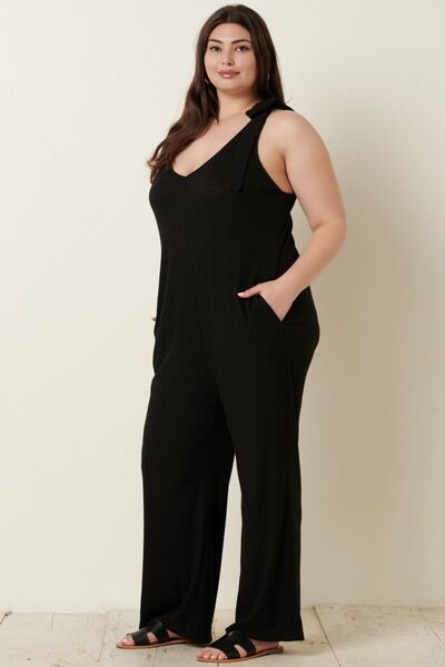 Mittoshop Rib Knit V-Neck Cross Back Jumpsuit - Mack & Harvie