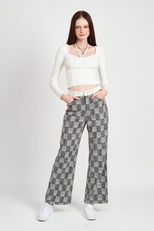 PLAID WIDE LEG PANTS - Mack & Harvie