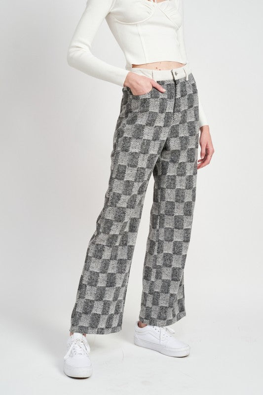 PLAID WIDE LEG PANTS - Mack & Harvie