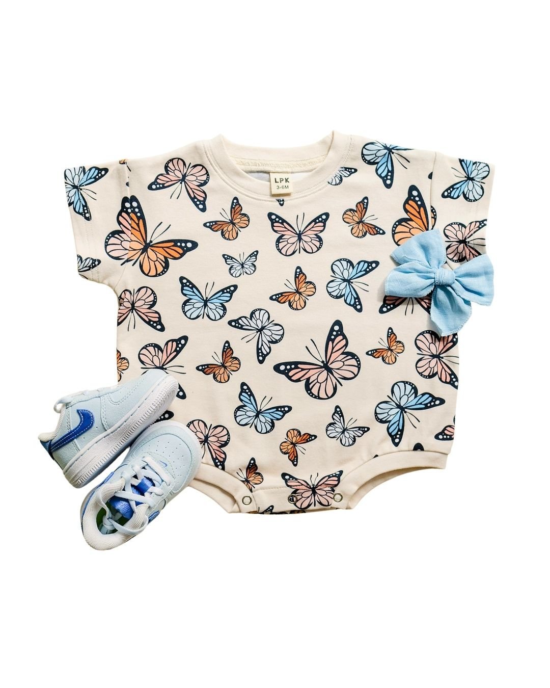 Short Sleeve Bubble Romper | Butterflies - Mack & Harvie