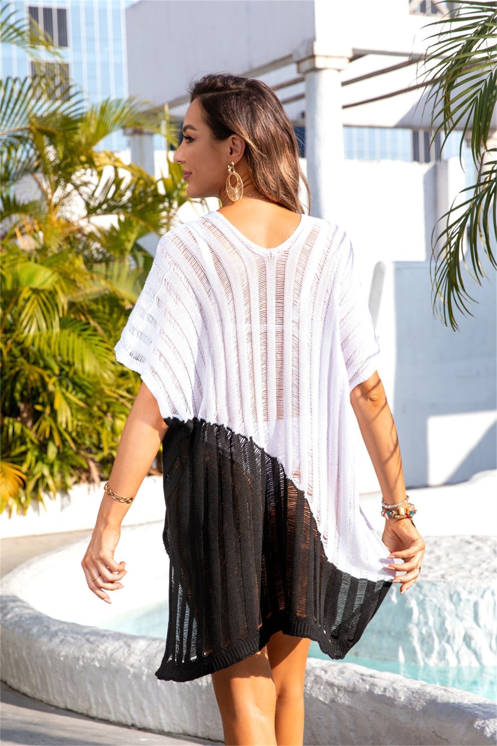 Slit Color Block V-Neck Cover Up - Mack & Harvie