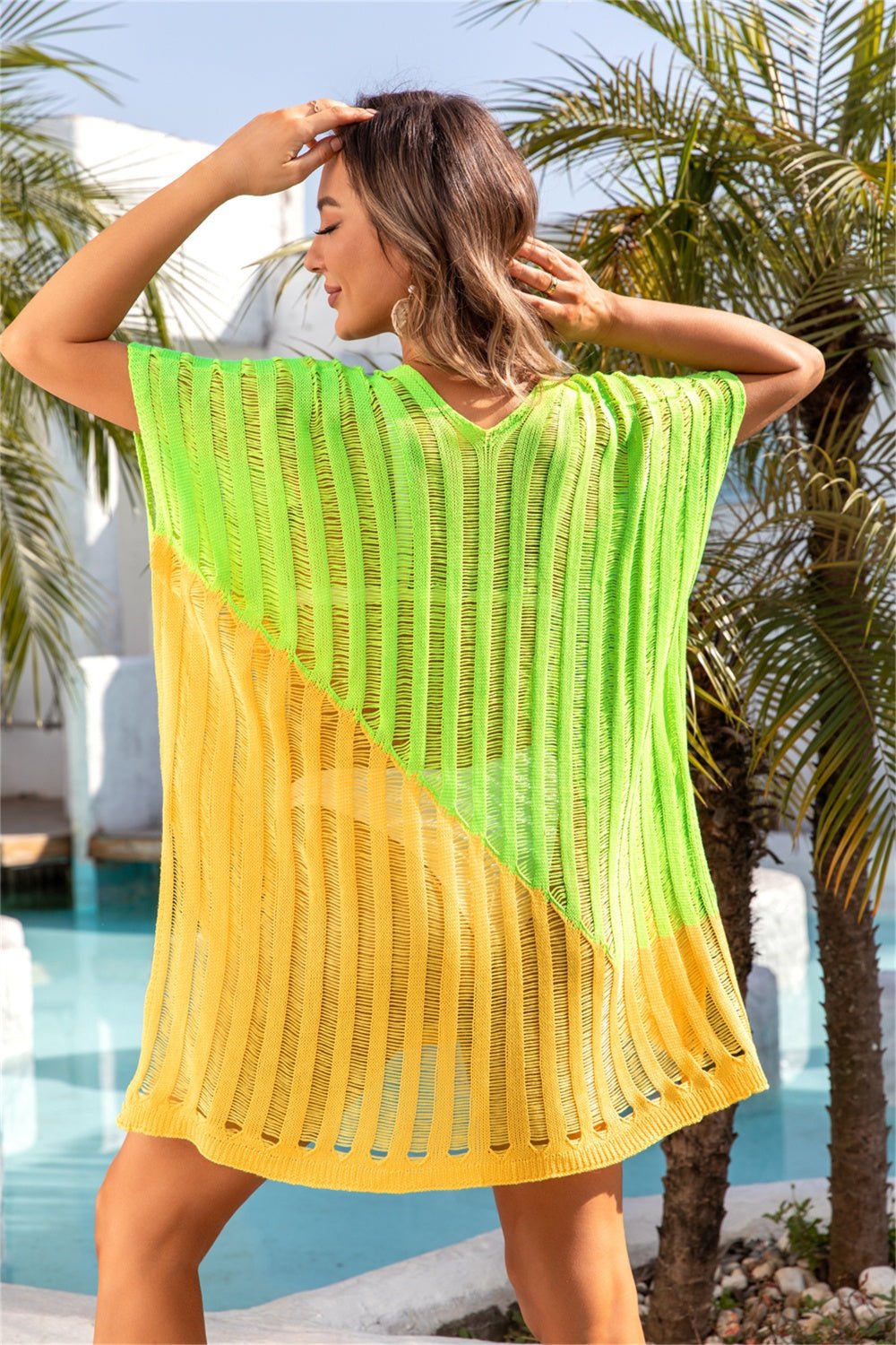 Slit Color Block V-Neck Cover Up - Mack & Harvie