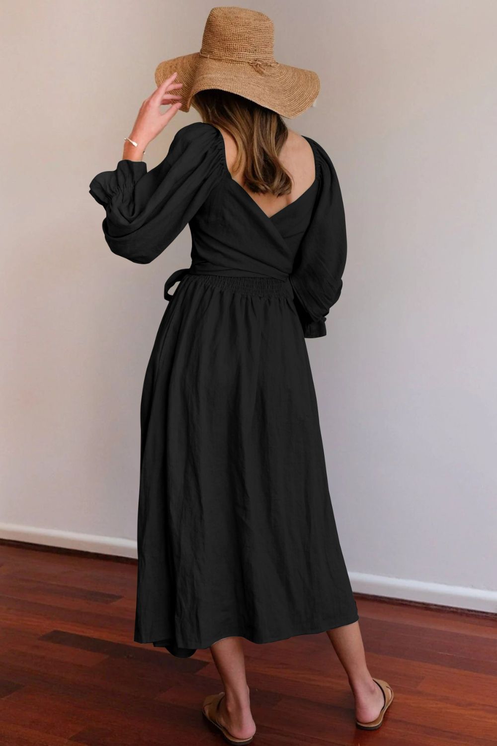 Smocked Square Neck Flounce Sleeve Dress - Mack & Harvie