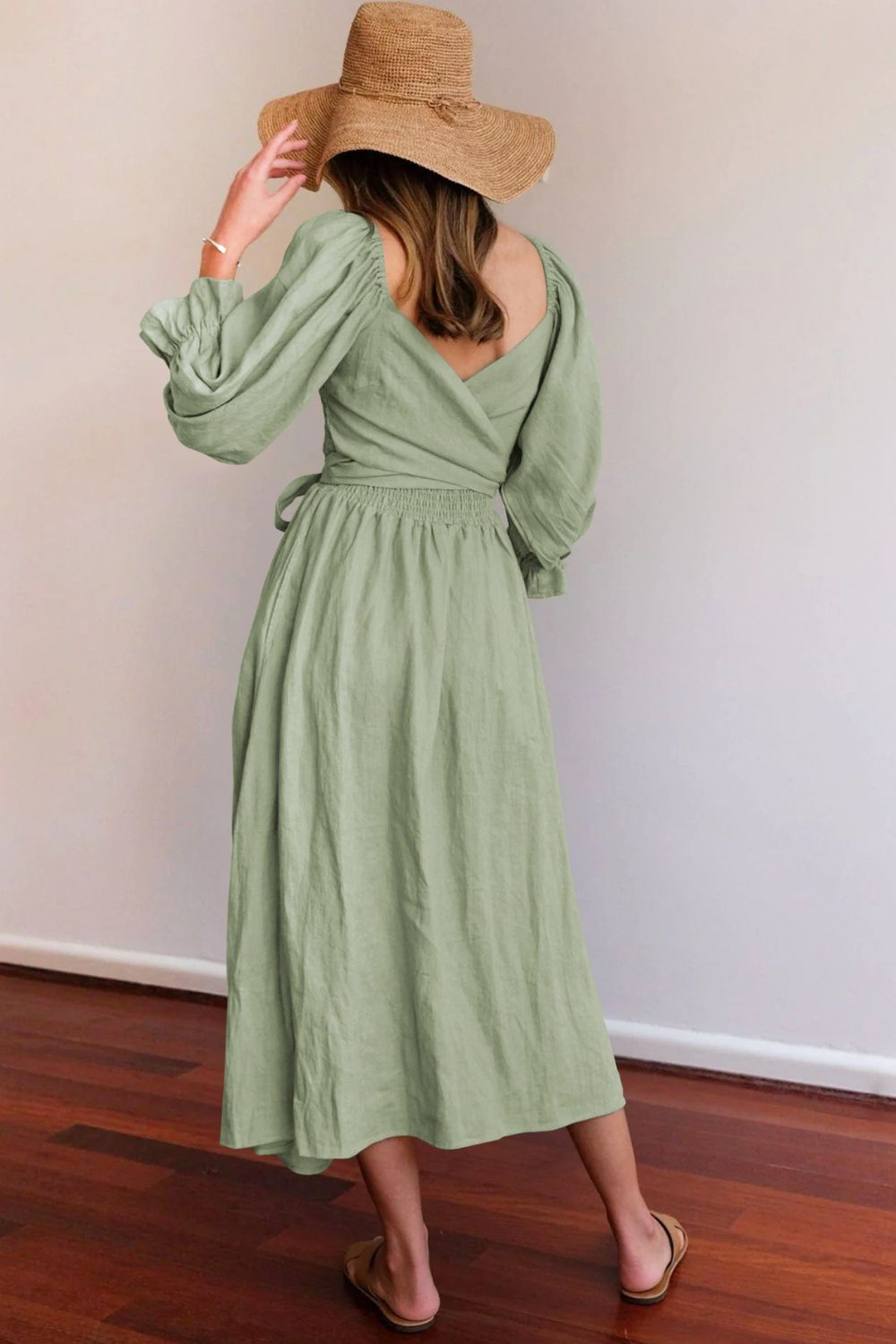 Smocked Square Neck Flounce Sleeve Dress - Mack & Harvie