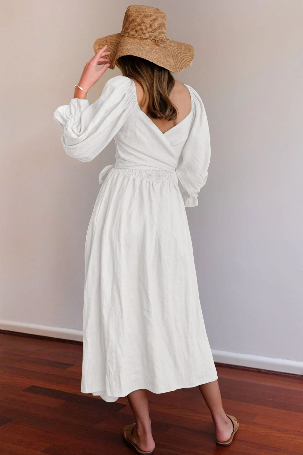 Smocked Square Neck Flounce Sleeve Dress - Mack & Harvie