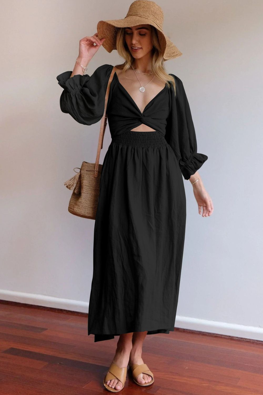 Smocked Square Neck Flounce Sleeve Dress - Mack & Harvie