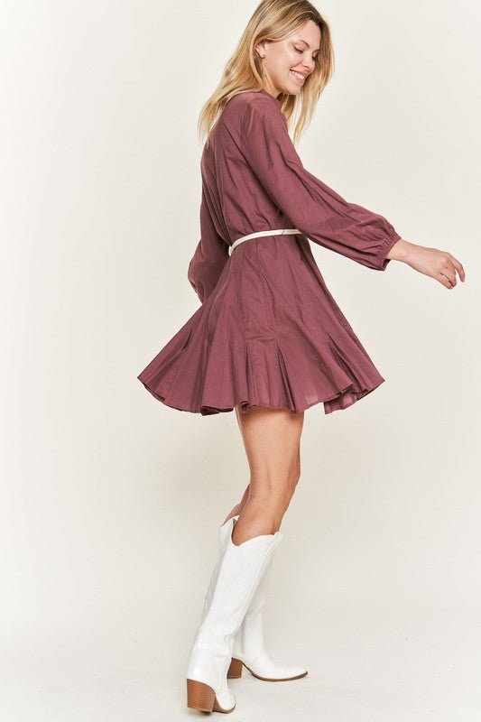 SOLID FLARE SHIRT DRESS KRD4190 - Mack & Harvie
