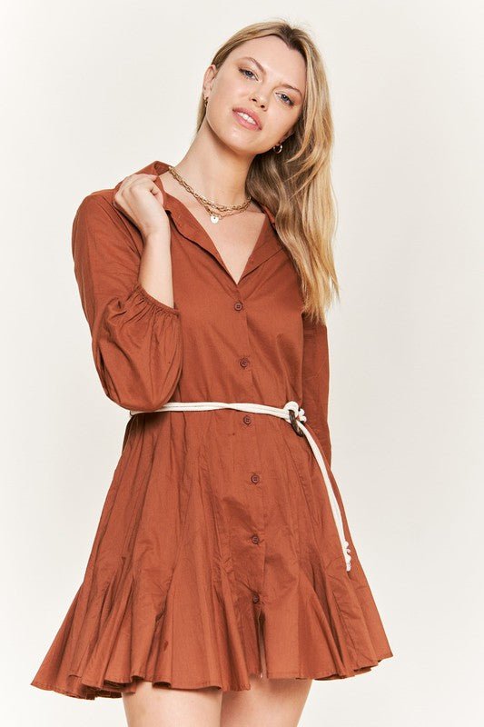 SOLID FLARE SHIRT DRESS KRD4190 - Mack & Harvie