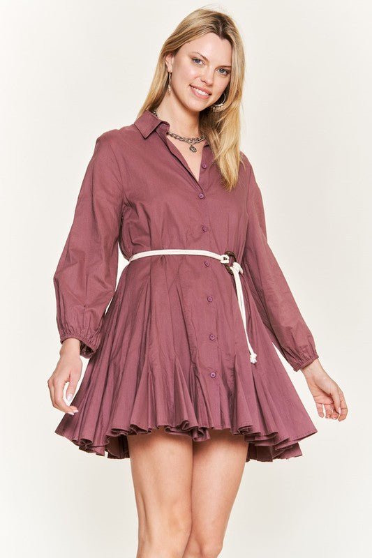 SOLID FLARE SHIRT DRESS KRD4190 - Mack & Harvie