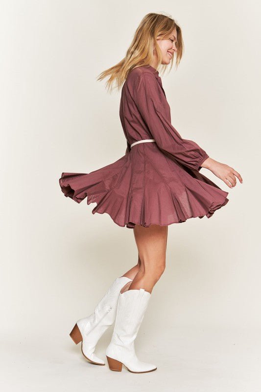 SOLID FLARE SHIRT DRESS KRD4190 - Mack & Harvie