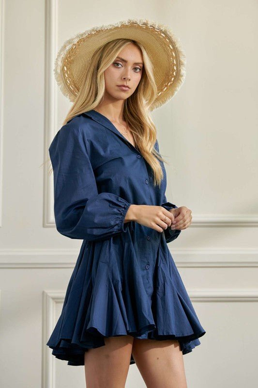 SOLID FLARE SHIRT DRESS KRD4190 - Mack & Harvie