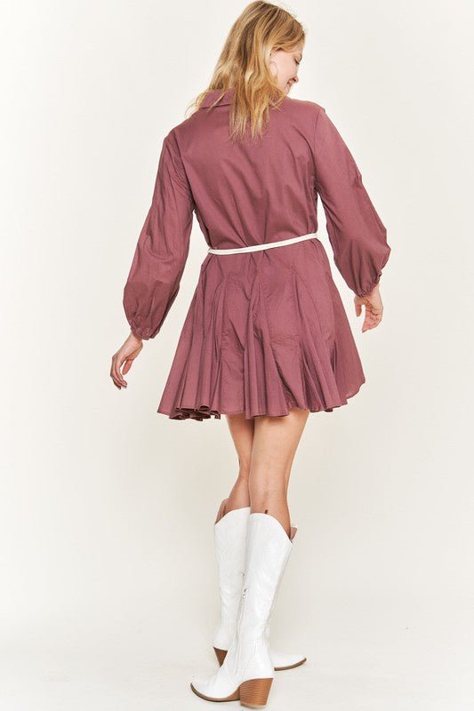 SOLID FLARE SHIRT DRESS KRD4190 - Mack & Harvie