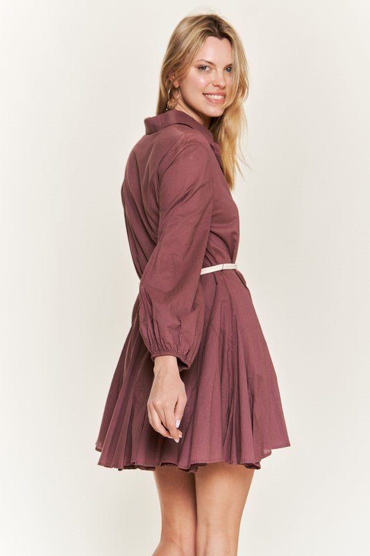 SOLID FLARE SHIRT DRESS KRD4190 - Mack & Harvie