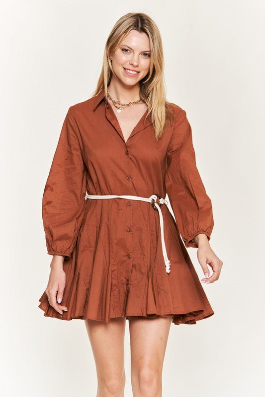 SOLID FLARE SHIRT DRESS KRD4190 - Mack & Harvie