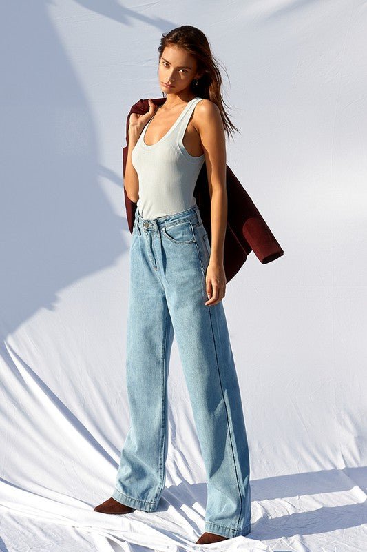 Super High Waist Wide Straight Jeans - Mack & Harvie