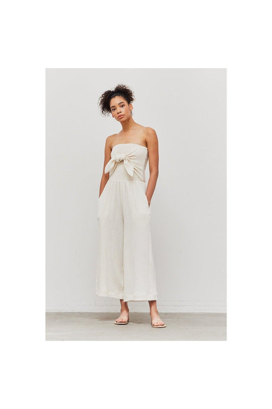 TIE FRONT GAUZE JUMPSUIT - Mack & Harvie