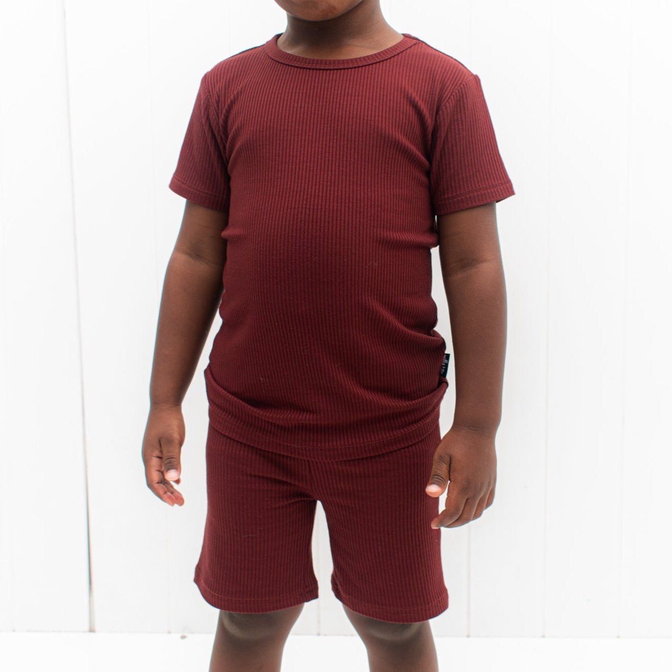 TWO PIECE SHORTIE SET- Oxblood Ribbed - Mack & Harvie