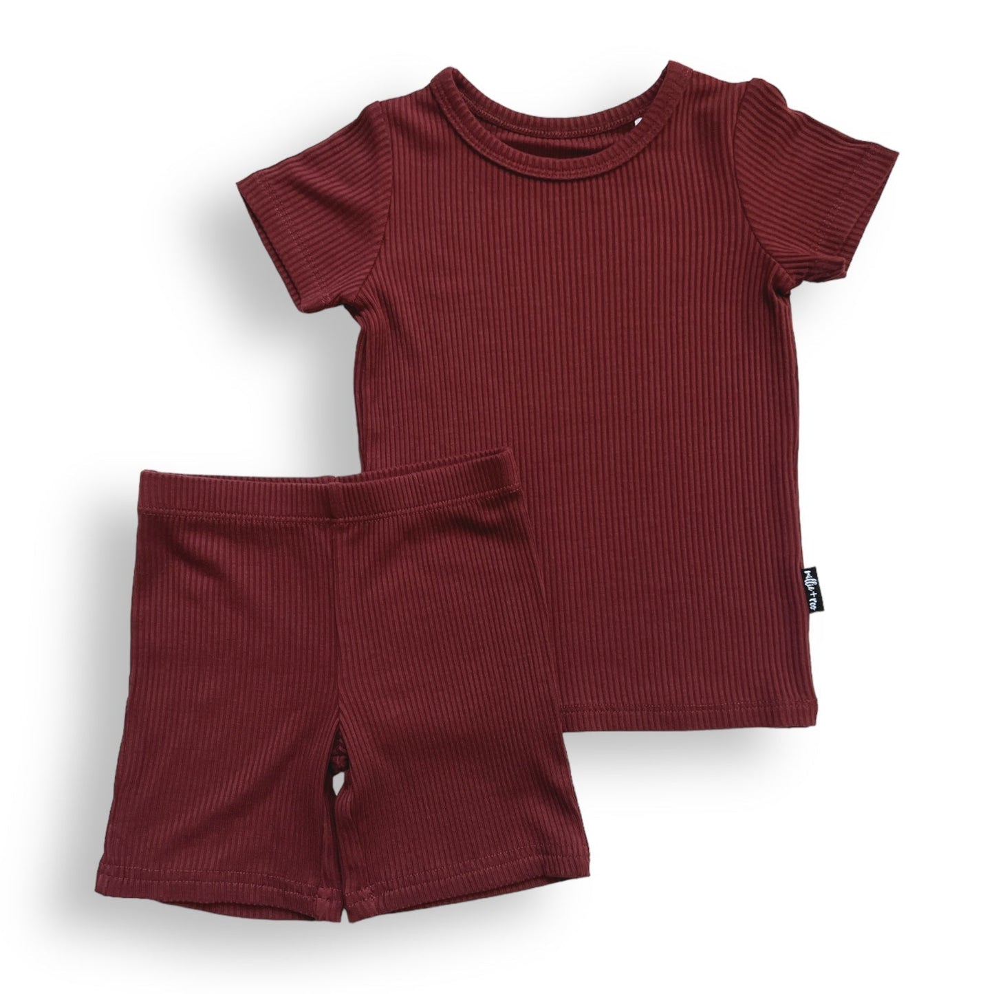 TWO PIECE SHORTIE SET- Oxblood Ribbed - Mack & Harvie