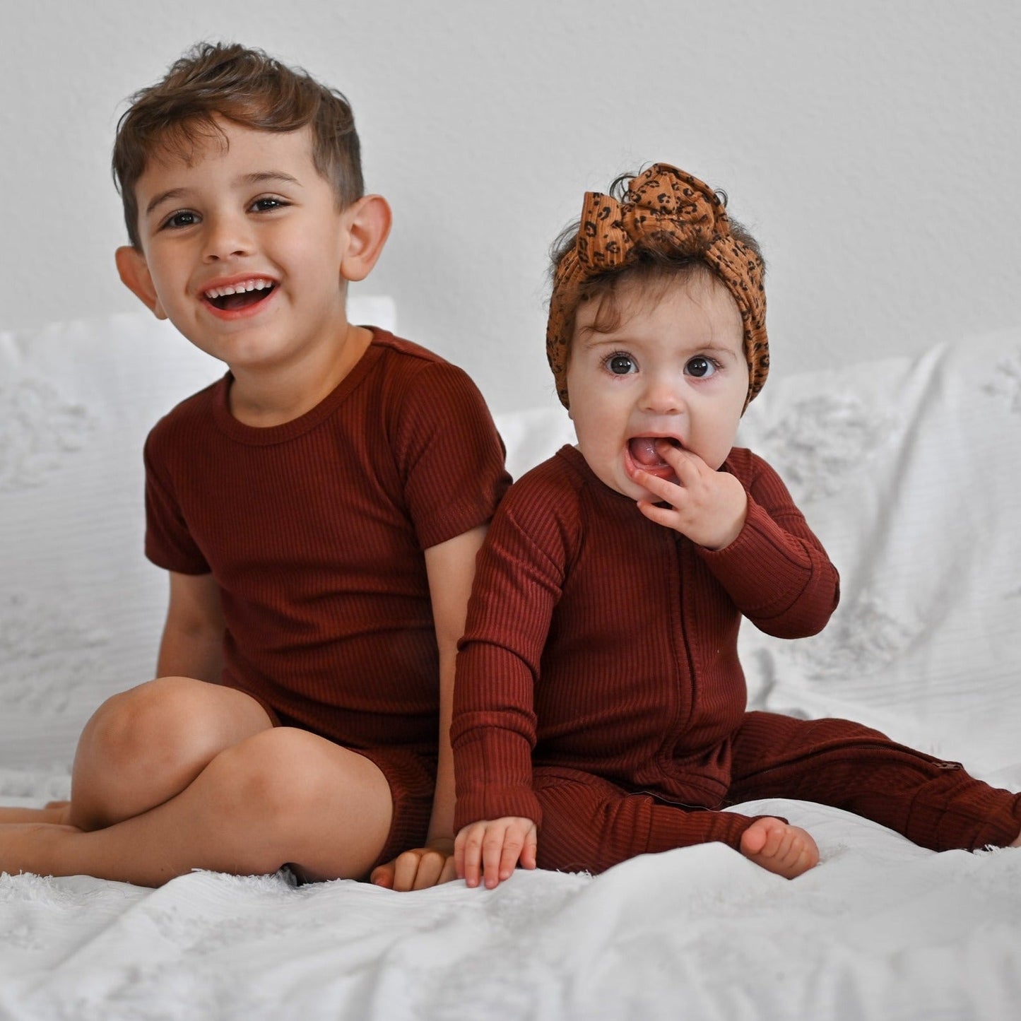 TWO PIECE SHORTIE SET- Oxblood Ribbed - Mack & Harvie