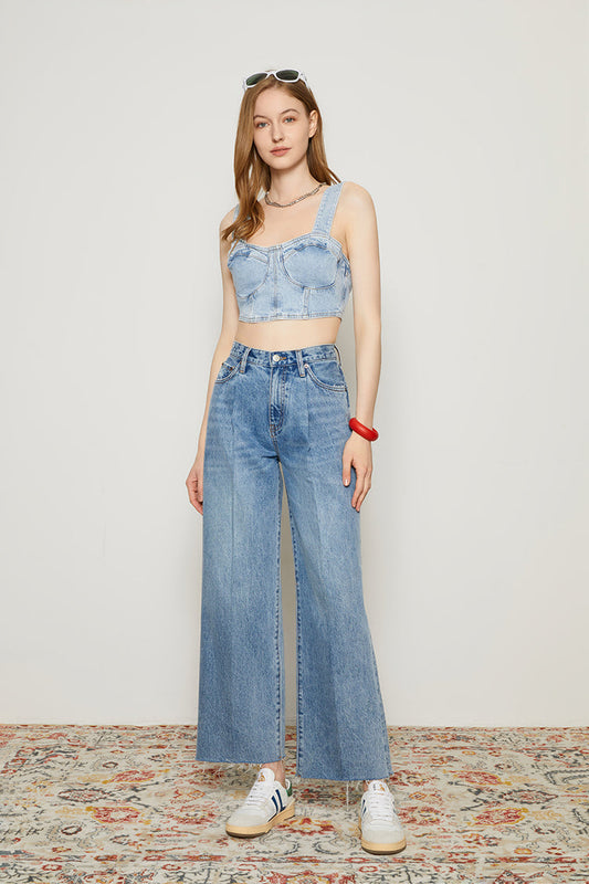 CHILL Pleat Straight Ankle Jeans [FINAL SALE]