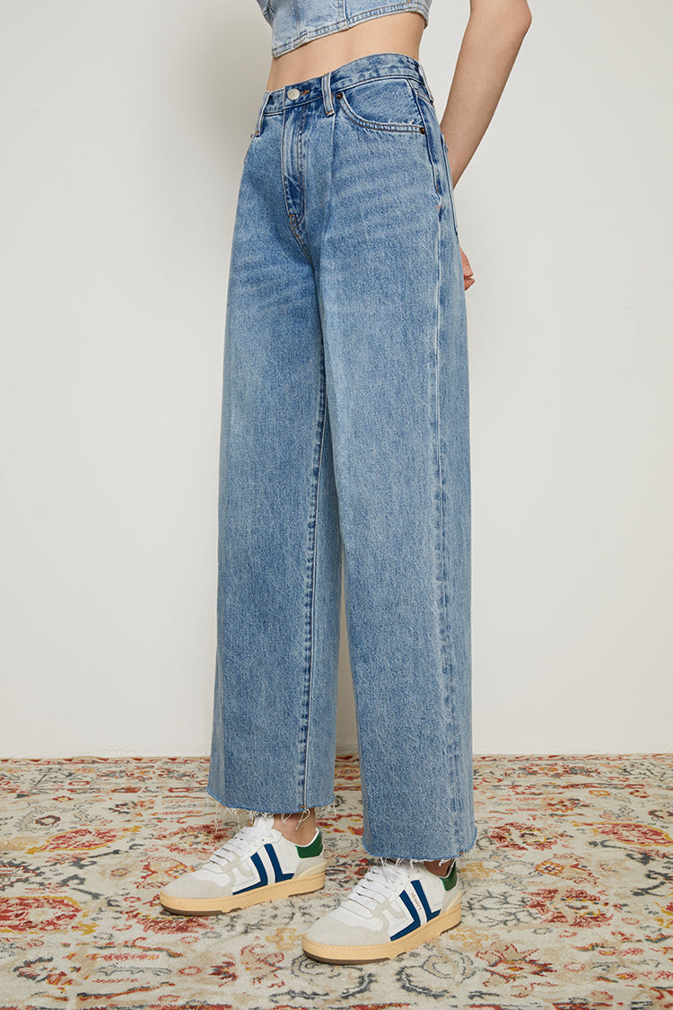 CHILL Pleat Straight Ankle Jeans [FINAL SALE]